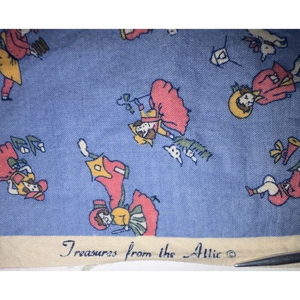 Treasures From The Attic Blue Print Fabric Nursery Rhyme 1 YARD 40